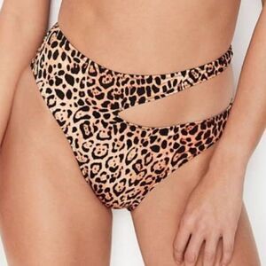 Victorias Secret Swim Lagos Cutout High-Waist Cheeky Bikini Bottoms Leopard